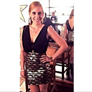 Black and Gold short cocktail dress